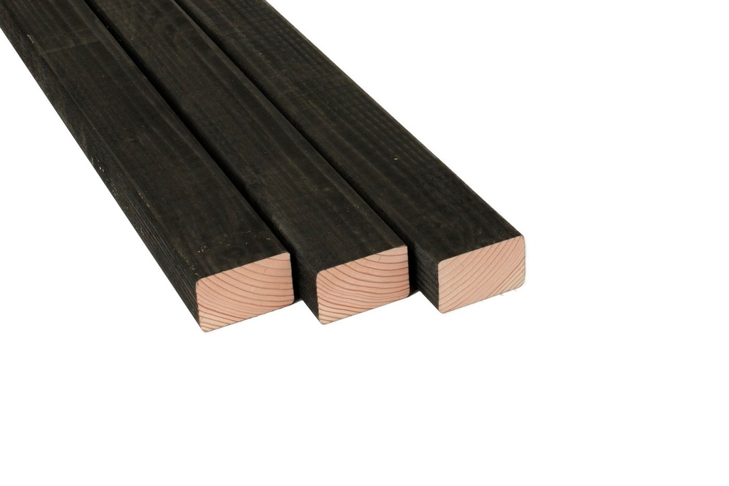 Douglas geschaafde regel gedroogd 4,5 x 7 x 250 cm, zwart