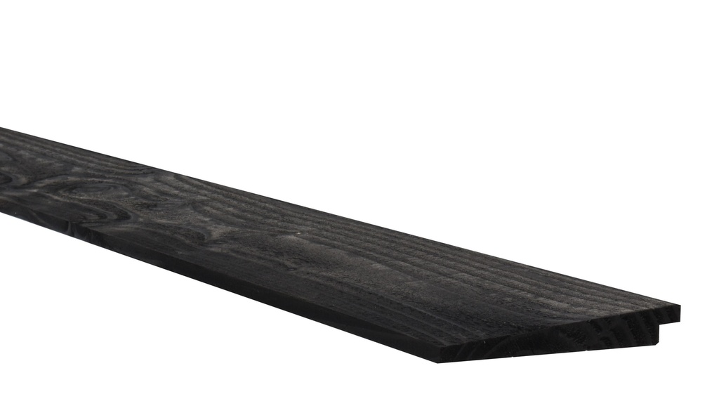 Douglas Zweeds rabat 1 zijde geschaafd, 1 zijde fijnbezaagd 1,1-2,7 x 19,5 x 500 cm, zwart gedompeld.