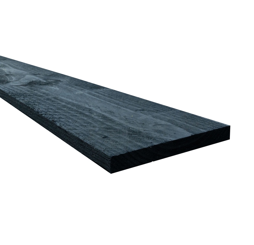 Douglas fijnbezaagde potdekselplank 2,2 x 20 x 400 cm, Zwart gespoten.