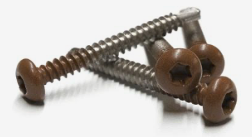 RVS schroef met gekleurde top voor NTW Castellation PRO, set a 50 stuks incl. bit, Teak.