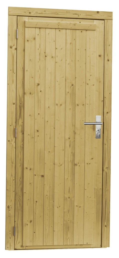 Vuren enkele dichte deur inclusief kozijn, linksdraaiend, 90 x 201 cm, groen geïmpregneerd.