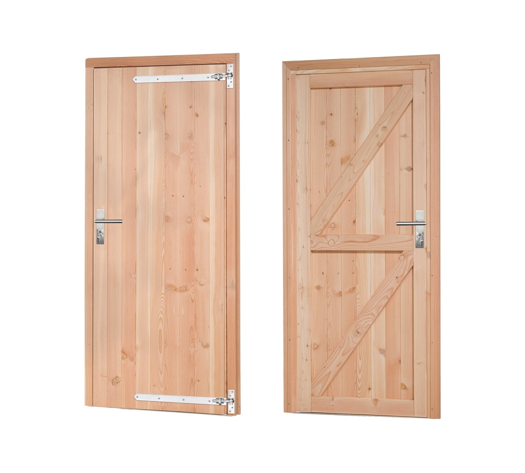 Douglas enkele dichte deur inclusief kozijn, rechtsdraaiend, 90 x 201 cm, onbehandeld.