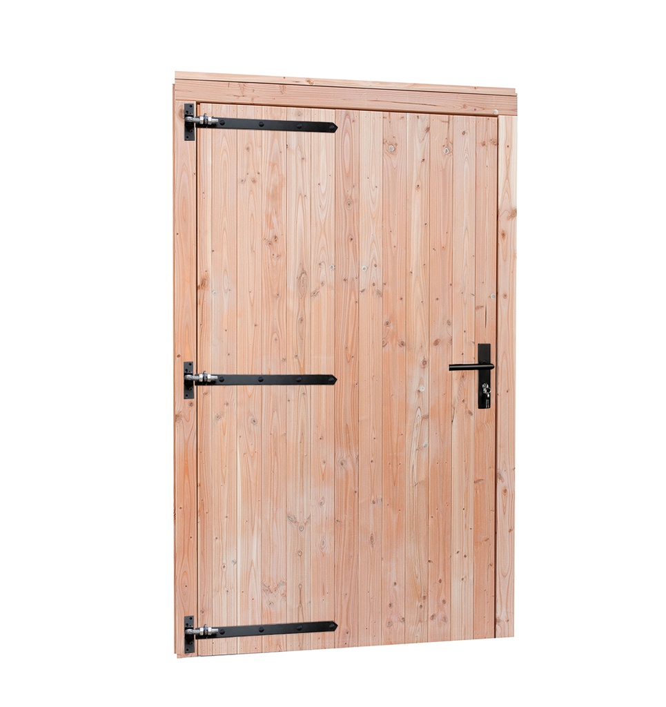 Douglas enkele deur extra breed met zwart beslag, linksdraaiend, 119 x 209 cm, groen geïmpregneerd.