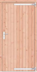 Douglas dichte enkele deur, rechtsdraaiend, verzinkte hengen, RVS beslag, 108x209 cm, kleurloos geimpregneerd