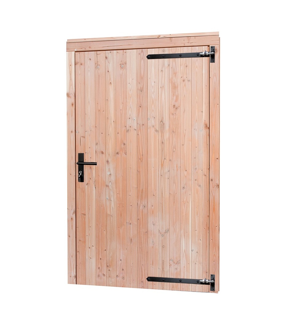 Douglas enkele deur extra hoog en breed met zwart beslag, rechtsdraaiend, 110 x 214 cm, onbehandeld.