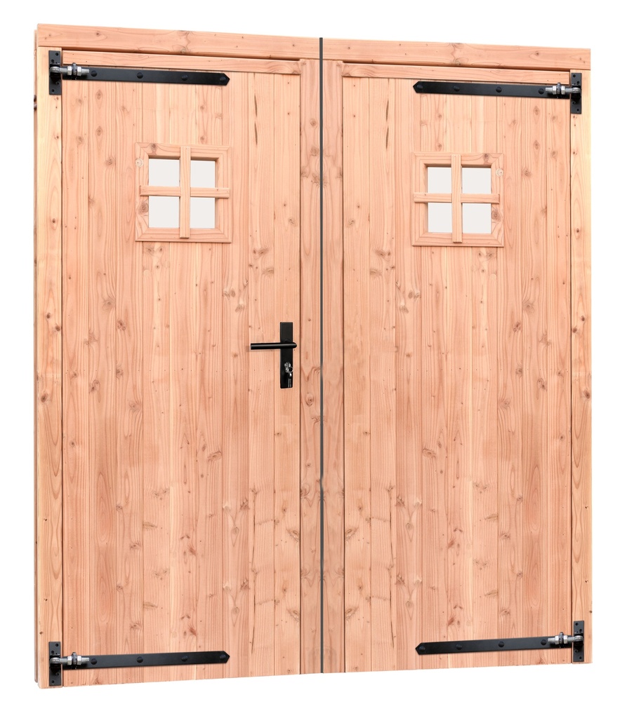 Douglas dubbele 1-ruits deur inclusief kozijn, 168 x 201 cm, kleurloos geïmpregneerd.