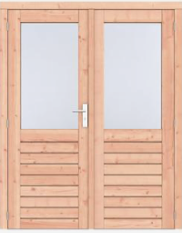 Douglas 1-ruits dubbele deur Prestige, scharnieren, RVS beslag, 168x209 cm, onbehandeld.