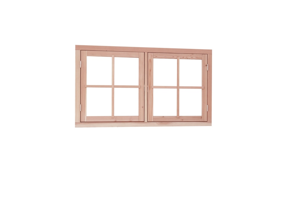Douglas dubbel uitzetraam, 141,2 x 83,7 cm, onbehandeld.