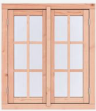 Douglas dubbel draairaam Prestige, 112 x 126,2 cm, onbehandeld. Incl. dubbel glas, roedes niet voorgemonteerd