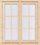 Vuren dubbel draairaam Prestige, 112 x 126,2 cm, onbehandeld. Incl. dubbel glas, roedes niet voorgemonteerd
