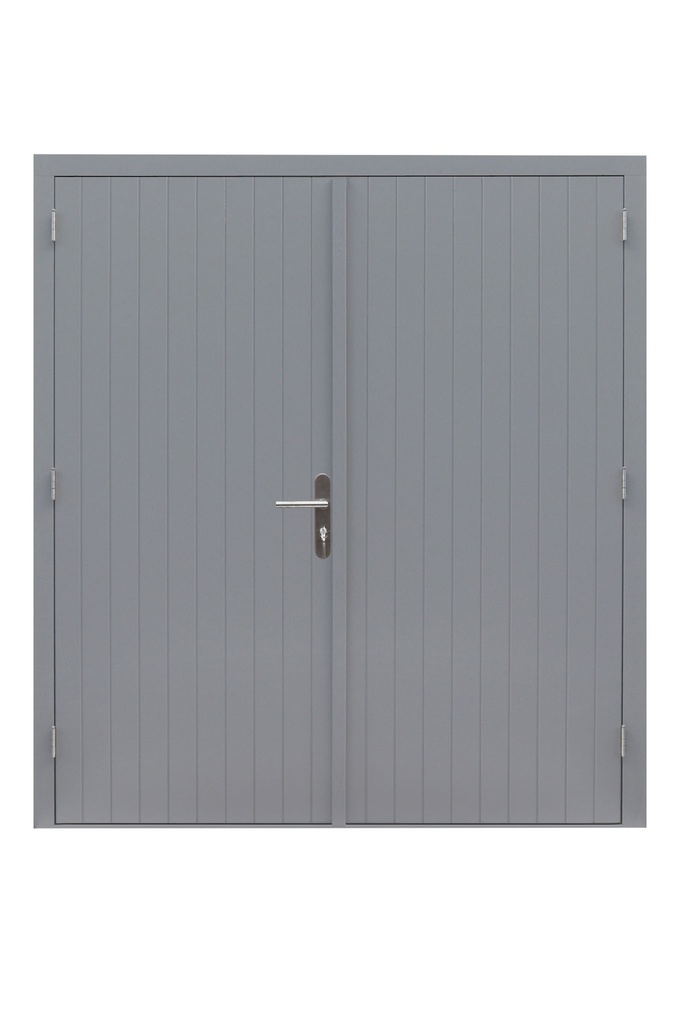 Hardhouten dubbele dichte deur Prestige, 202 x 221 cm, grijs gegrond.