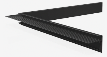 Aluminium daktrim binnenhoek, 4,5 x 4,5 x 40 cm, zwart RAL 9005.