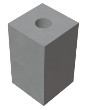 Arduinen sokkels / Blauwe hardsteen / ARD-04 / Buitenzijde: 150x150mm / Facetrand 2mm / Opening: 50mm/ Hoogte: 250mm