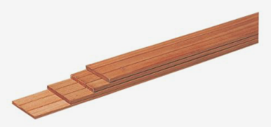 "1.6 x 14.5 x 395 cm, hardhout, geschaafd met 4 ronde hoeken en 2 ""v"" groeven"