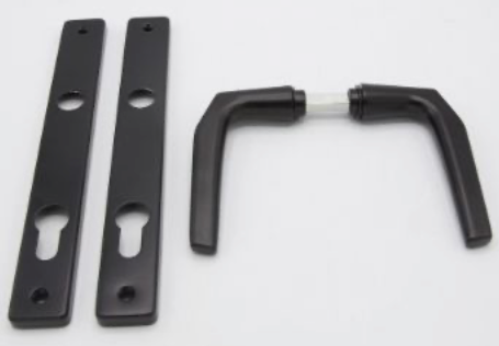 Deurschild en deurkruk zwart (kale) 85 mm