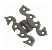 Rustiek scharnier voor deuren en kasten - Afmeting: 68x51mm - zwart gecoat na verzinken