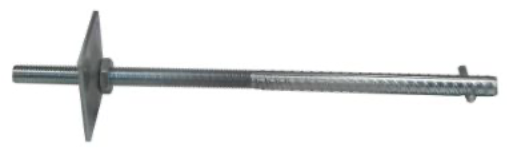 Instortanker - PF-T15 - verstelbaar, Plaat: 100x100x5mm, pen (geribbeld): 20x250mm, draadstang M20x250mm, totale lengte 500mm *