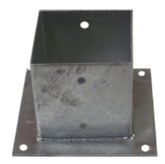 Metpostvoet - BA-018 - 145x145x150mm, dikte: 2,5mm, vuurverzinkt, grondplaat: 225x225mm *