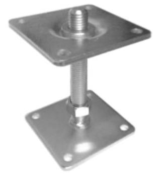 Verstelbare paaldrager (in hoogte) - VA-05 - hoogte 160mm, Grondplaat: 110x110x6mm, Bovenplaat: 110 x 110x6 mm