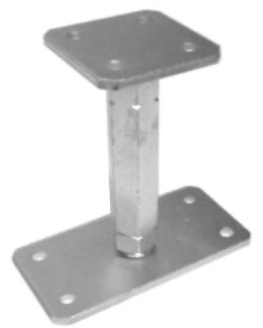 Verstelbare paaldrager - PF-TP - Type P, rechthoekig, grondplaat: 160x80x6mm, Bovenplaat: 80x80x6mm, Hoogte: 140-200mm, geelverz