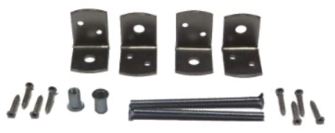 L-beslag voor betonpalen, RVS, verpakt per 4 stuks, met patentbouten en schroeven