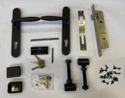 Poort met kokerprofiel ZWART (UIT-148) - Cilinderslot compleet in het zwart