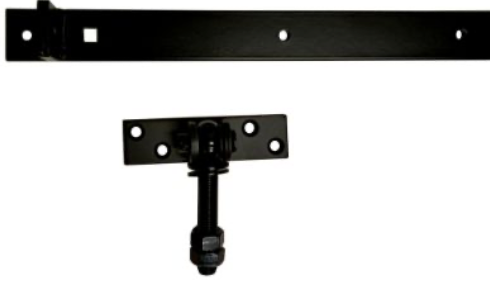 Verstelbaar poortbeslag, plaat: 130x35x5mm, zwart gepoedercoat, geheng: 1000x40x5mm