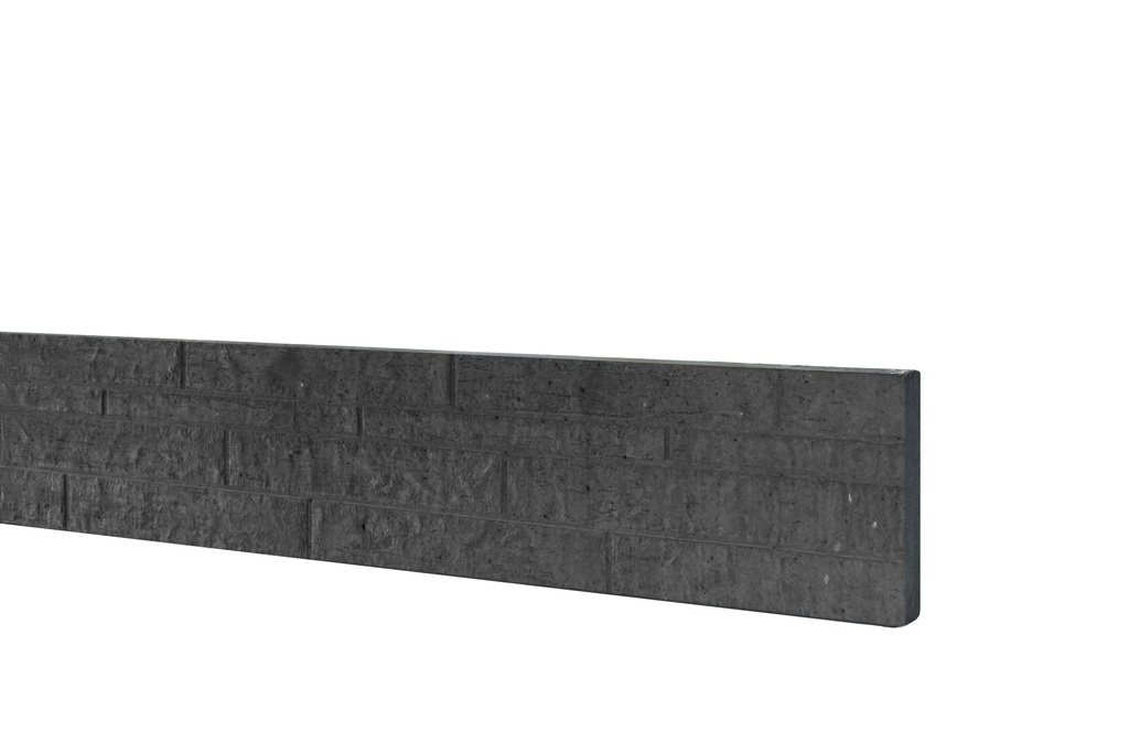 Betonplaat dubbelzijdig rotsmotief 36 x 3,5 x 184 cm, antraciet ongecoat.
