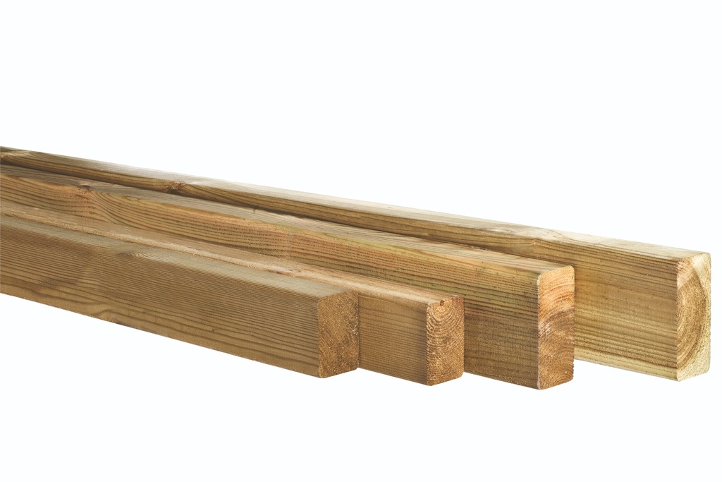 Grenen geschaafde regel 4,4 x 6,8 x 500 cm, groen geïmpregneerd.