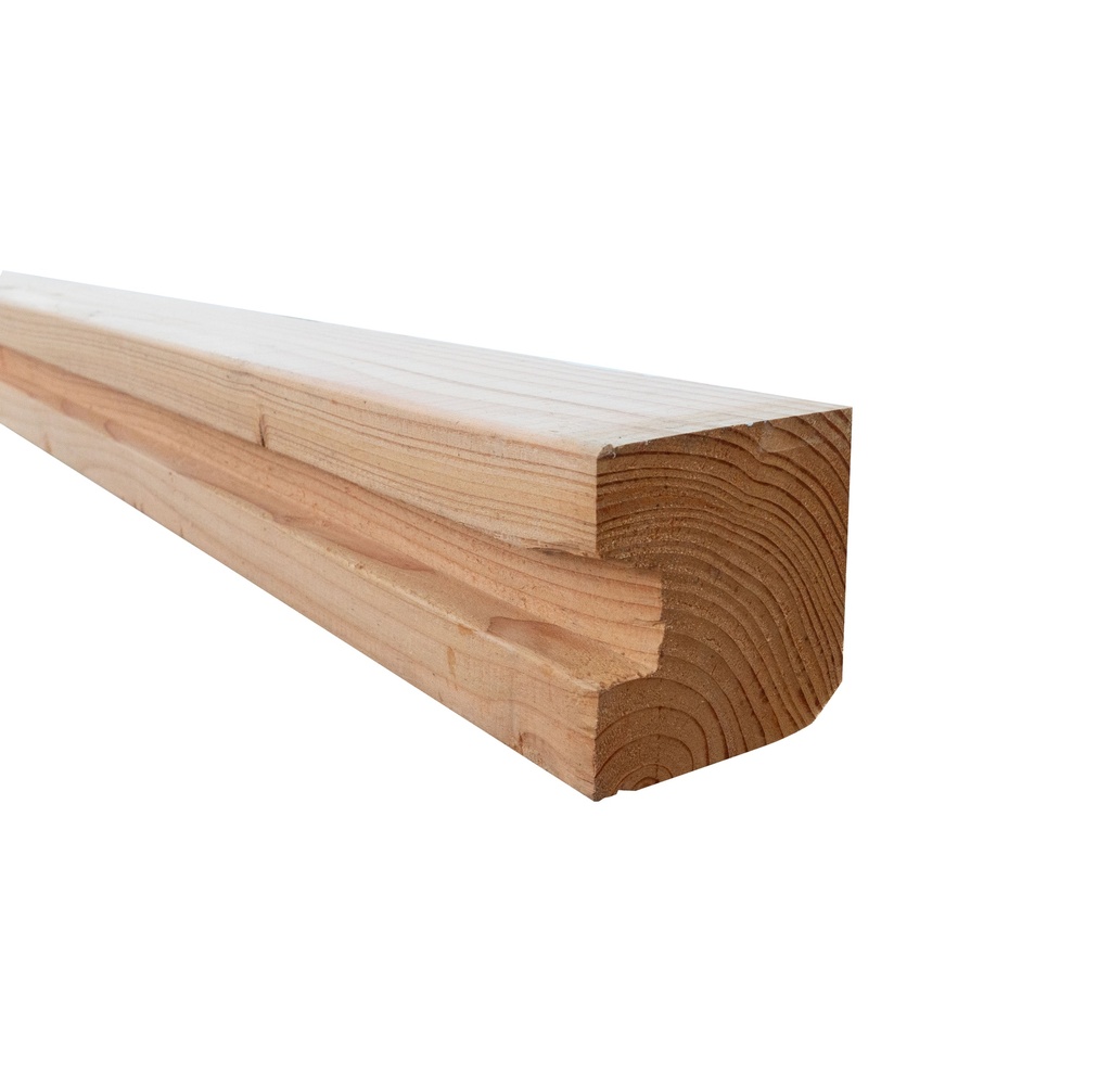 Douglas sleufpaal 9,5 x 9,5 x 300 cm, t.b.v. 28 mm profielplanken, eindpaal, onbehandeld.