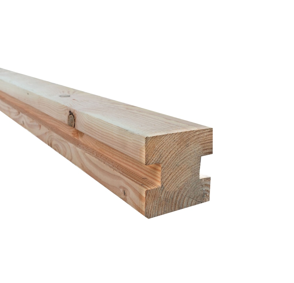 Douglas sleufpaal 9,5 x 9,5 x 300 cm, t.b.v. 28 mm profielplanken, tussenpaal, onbehandeld.