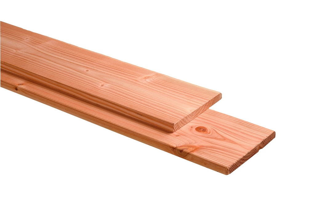 Douglas plank 1 zijde geschaafd, 1 zijde fijnbezaagd 2,8 x 24,5 x 500 cm, onbehandeld.