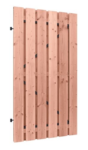 [1063291] Douglas geschaafde plankendeur op zwart verstelbaar stalen frame, 16 mm, 100 x 195 cm, onbehandeld.