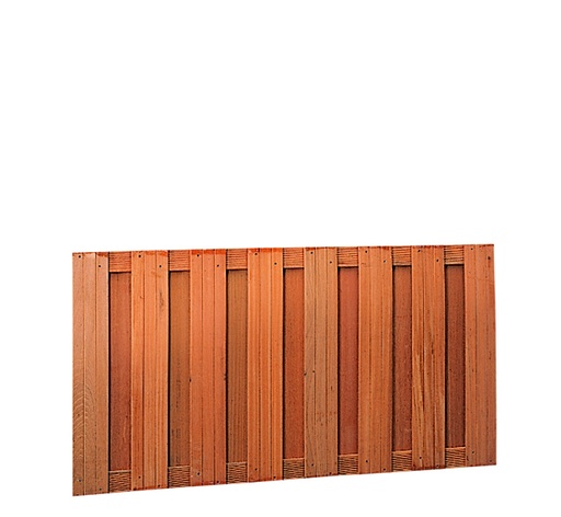[W14368] Hardhouten plankenscherm 17 planks 14 mm recht verticaal 180 x 90 cm.