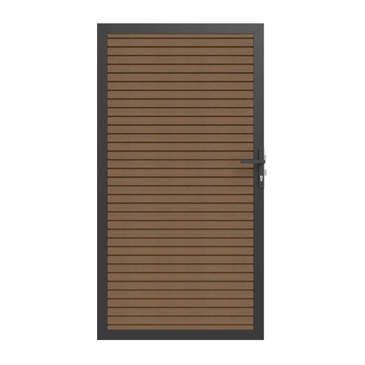[1064264] NewTechWood Co-extrusie composiet deur in aluminium frame, horizontaal triple, 100 x 195 cm, Teak.