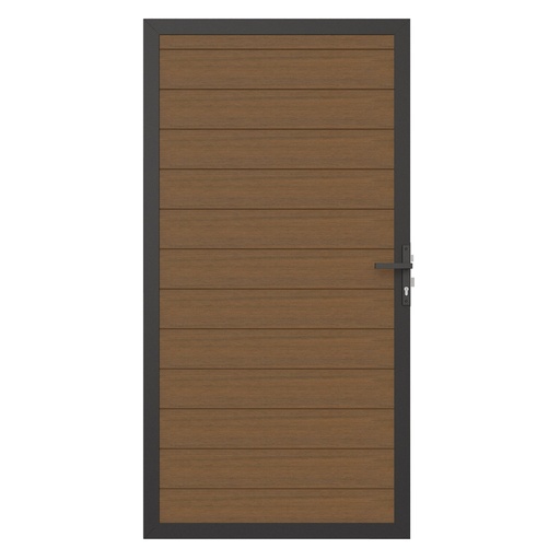 [1064262] NewTechWood Co-extrusie composiet deur in aluminium frame, horizontaal, 100 x 195 cm, Teak.