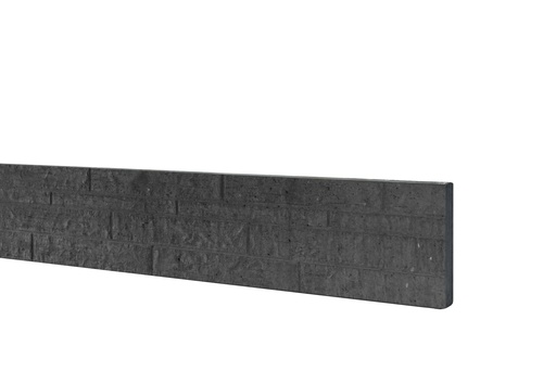 [W13265] Betonplaat dubbelzijdig rotsmotief 36 x 3,5 x 184 cm, antraciet ongecoat.