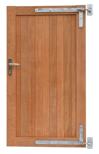 [W14430] Hardhouten enkele toegangspoort, verticaal, 100 x 180 cm. Incl. beslag.