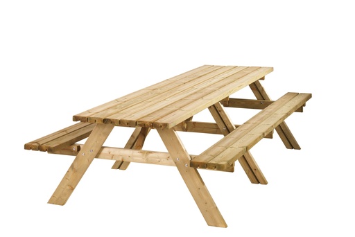[W11020] Picknicktafel Lange Jan, 40 mm dik, bladmaat 300 x 70 cm, groen geïmpregneerd.