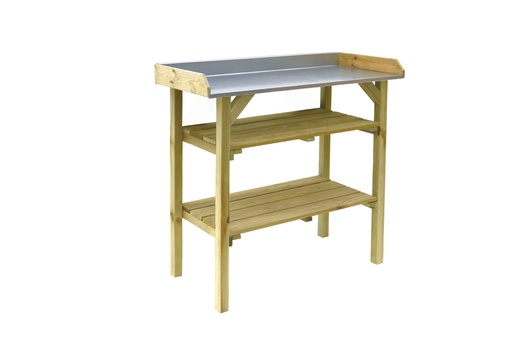[W11590] Tuinwerkbank grenen met verzinkt blad, 93 x 47 x 95 cm, groen geïmpregneerd.