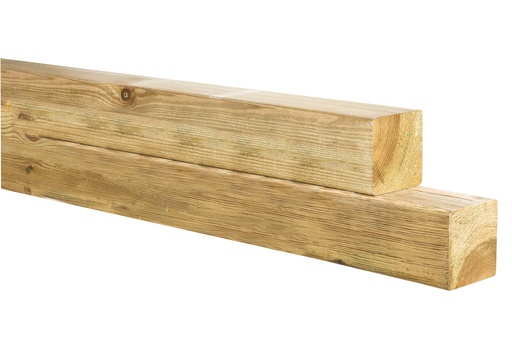 [976761] Midden-Europees vuren geschaafde paal 12 x 12 x 300 cm, groen geïmpregneerd.