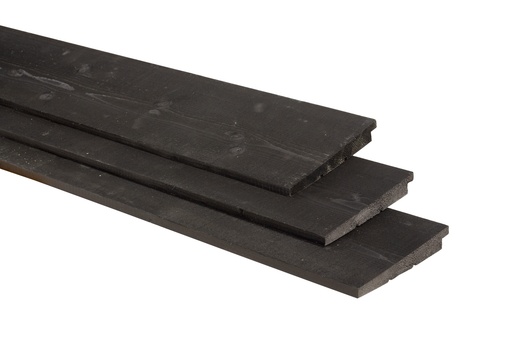 [1040376] Vuren Zweeds rabat 1 zijde geschaafd, 1 zijde fijnbezaagd, 1,1-2,7 x 19,5 x 500 cm, zwart gedompeld.
