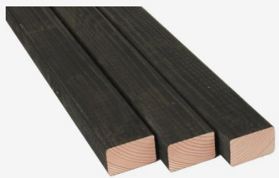 [W40710] Douglas geschaafde regel gedroogd 4,5 x 7 x 400 cm, zwart.