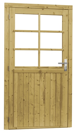 [1023934] Vuren enkele 6-ruits deur extra breed inclusief kozijn, linksdraaiend, 112 x 201 cm, groen geïmpregneerd.