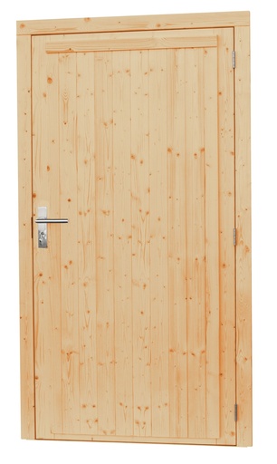 [1023910] Vuren enkele dichte deur extra breed inclusief kozijn, rechtsdraaiend, 112 x 201 cm, onbehandeld.