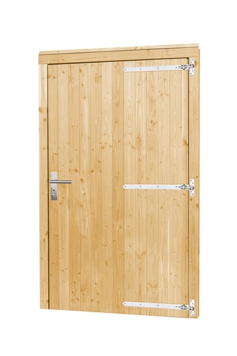 [1045642] Vuren enkele deur inclusief kozijn extra breed en hoog, rechtsdraaiend, 119 x 209 cm, onbehandeld.