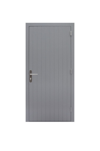 [1017091] Hardhouten enkele dichte deur Prestige, rechtsdraaiend, 109 x 221 cm, grijs gegrond.