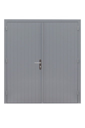 [1017096] Hardhouten dubbele dichte deur Prestige, 202 x 221 cm, grijs gegrond.