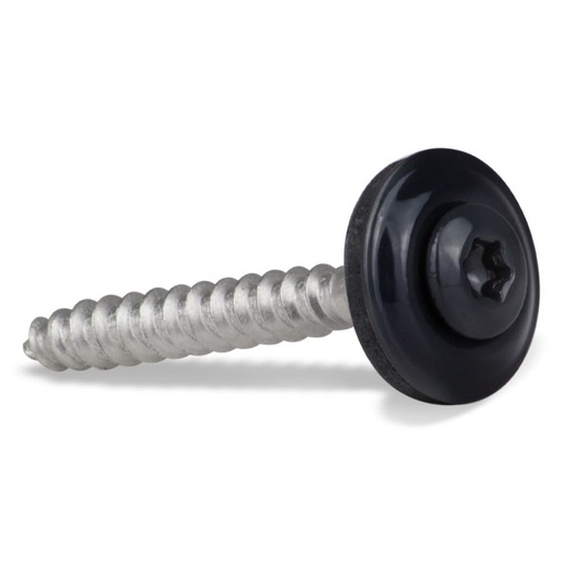 [1058510] Daktrimschroef RVS met zwarte kop RAL 9005 en EPDM ring, 4,5 x 35 mm, 200 stuks.