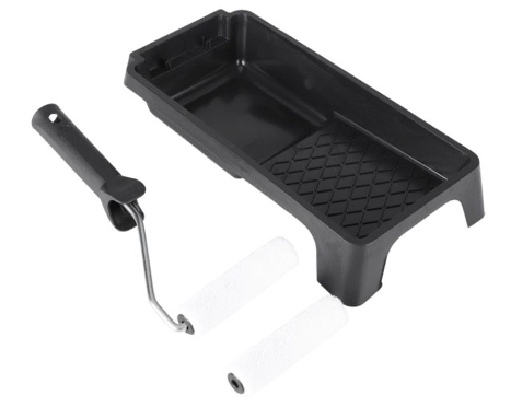 Verfbak 4-delig, beugel en 2 stuks 10 cm vilt